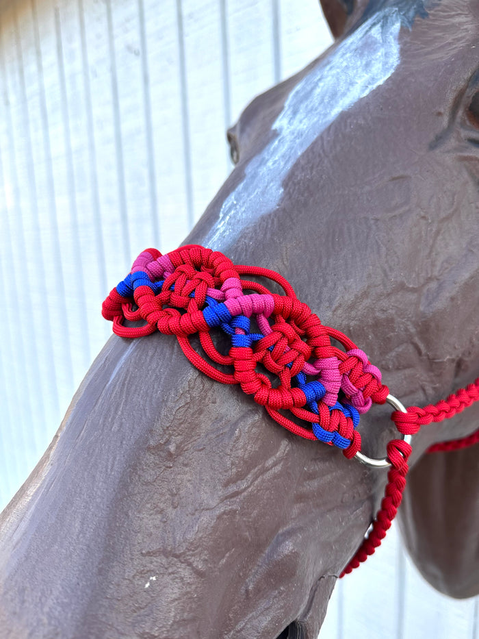 Braided horse halter red
