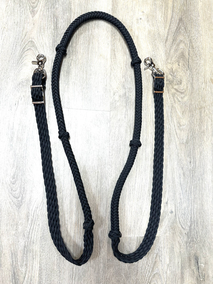 Stiff loop cable Barrel Reins with grip knots...You choose color and length - Tiffanys Braided Tack LLC