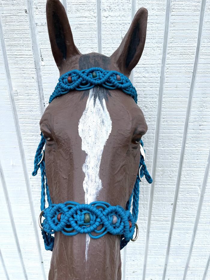 Carribean Beaded Browband Headstall with a fancy braided browband all sizes. - Tiffanys Braided Tack LLC
