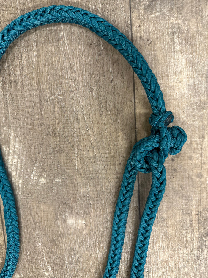 8' Fancy  braided beaded teal loop reins with turquoise howlite and a romal. - Tiffanys Braided Tack LLC