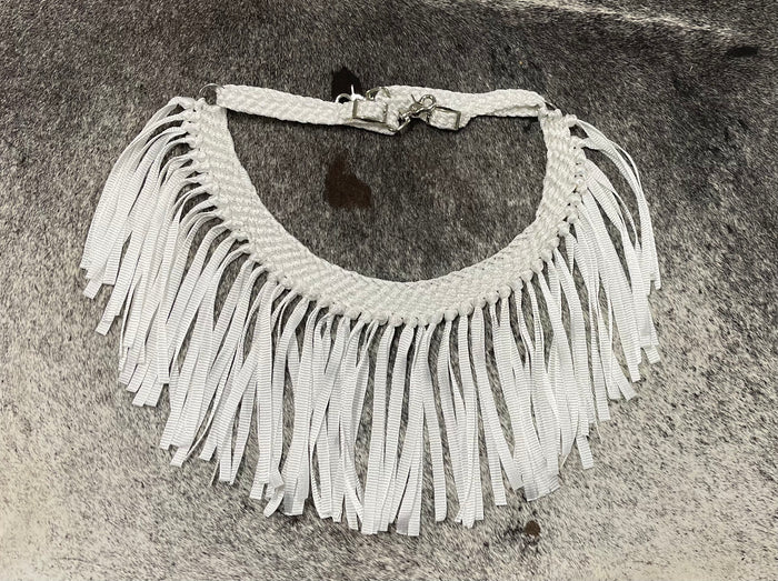 horse breast collar mule tape tripping collar white - Tiffanys Braided Tack LLC