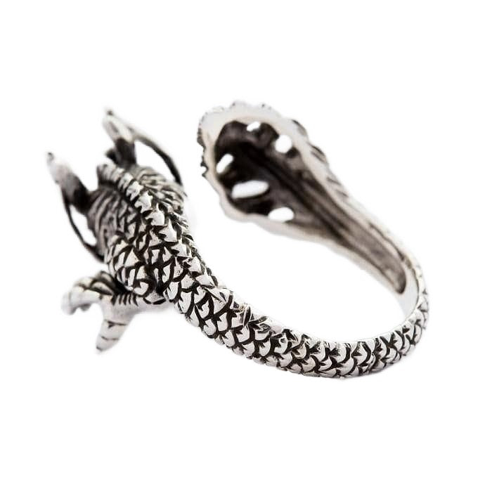 Back view showing textured scales on the dragon ring band