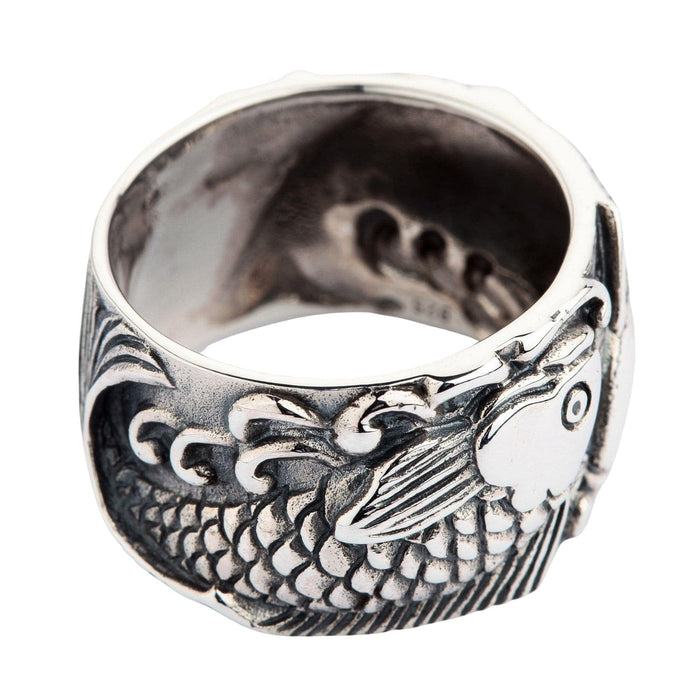Inside view of koi fish ring with official .925 hallmark stamp.