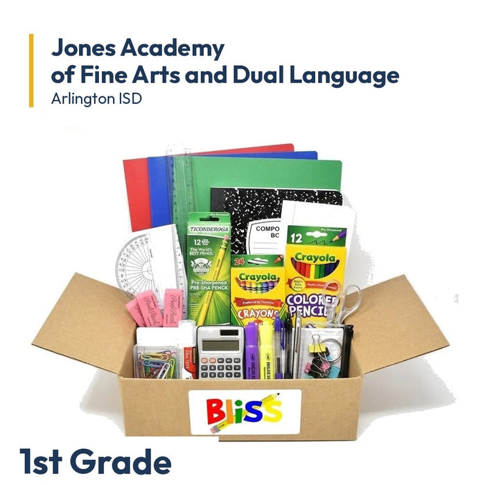 Jones Academy of Fine Arts and Dual Language 1st Grade School Supply Kit