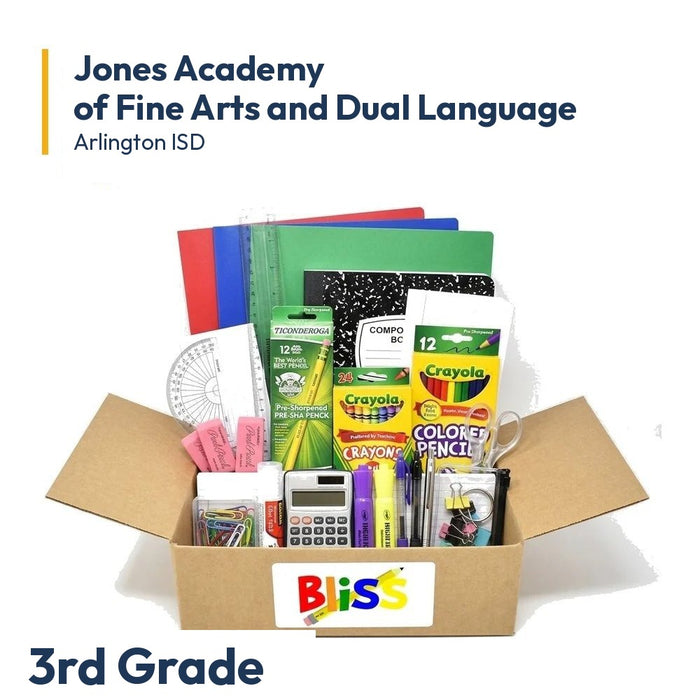 Jones Academy of Fine Arts and Dual Language 3rd Grade School Supply Kit