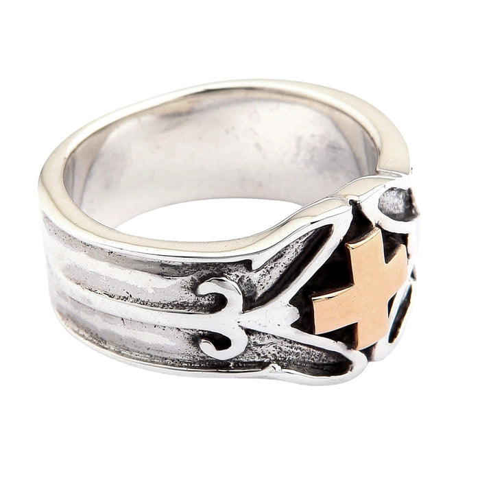A handcrafted medieval cross ring with detailed carvings and a comfortable, solid band for everyday wear.