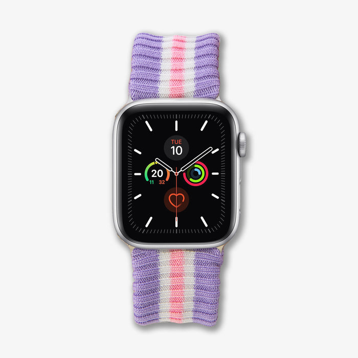 Knit Apple Watch® Band - Lavender + Pink Stripe