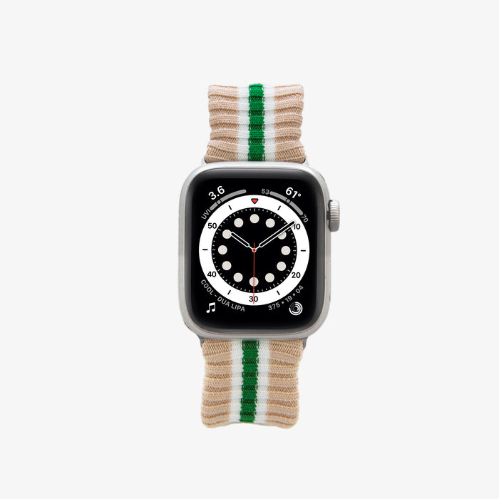 Knit Apple Watch® Band - Oat + Green Stripe