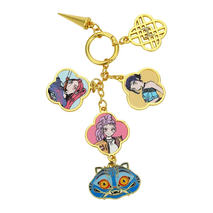 KPop Demon Hunters - Favorite Characters Zooey, Rumi, Mira & Derpy Tiger Multi Charm Keychain