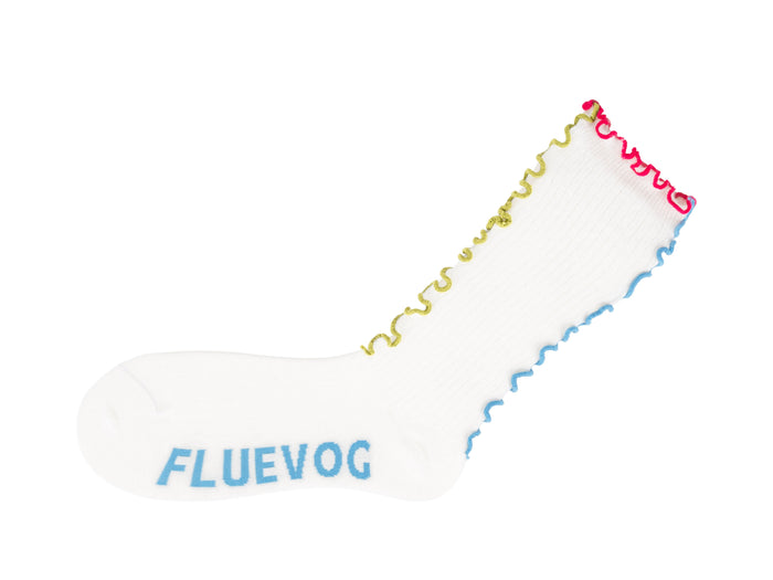white,yellow,blue - Left Sock of the White Colourway