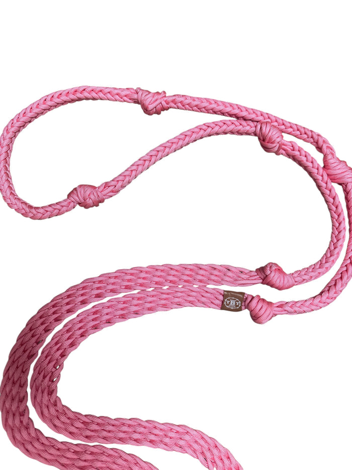 Light pink barrel reins with grip knots