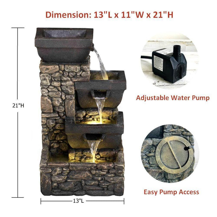 Litedeer Labyrinth Indoor Outdoor Water Fountain - DGF-161144 20-in Tall Grey - Litedeer Homes