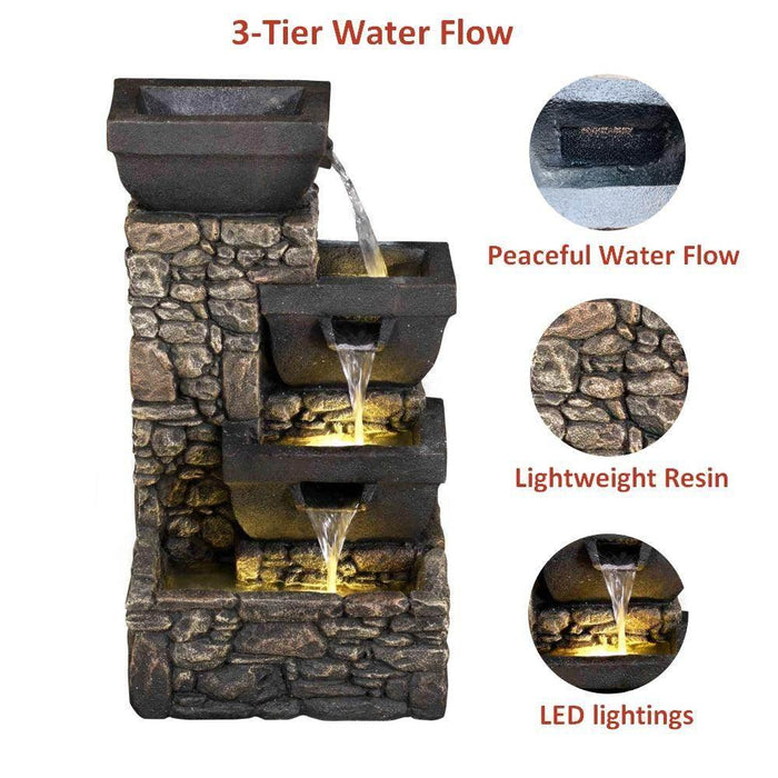 Litedeer Labyrinth Indoor Outdoor Water Fountain - DGF-161144 20-in Tall Grey - Litedeer Homes