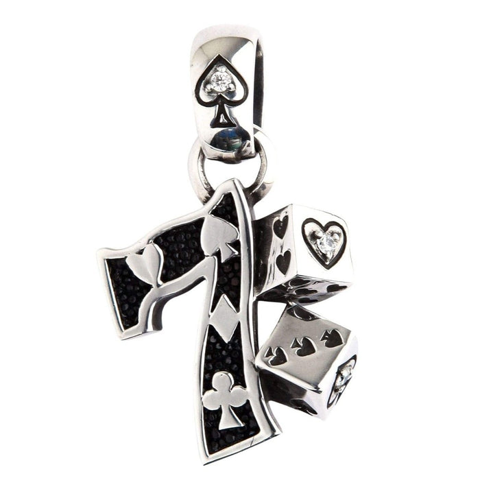 Lucky number 7 pendant professional studio shot on white background showing all design elements