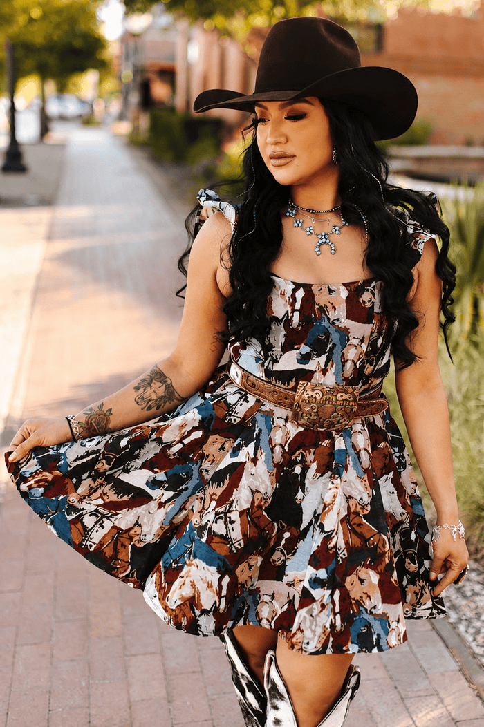 Mane Attraction Ruffle Strap Mini DressS