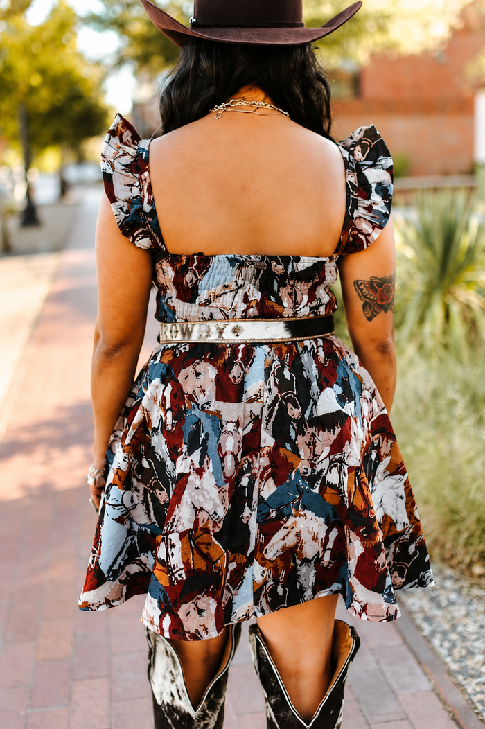Mane Attraction Ruffle Strap Mini DressS
