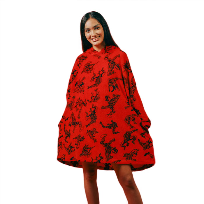 Marvel Spider-Man All-Over Print Red Long Sleeve Wearable Oversize Hoodie
