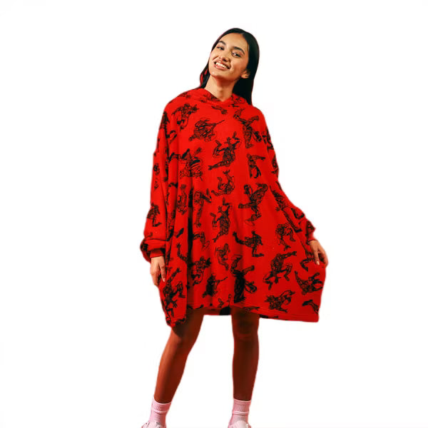 Marvel Spider-Man All-Over Print Red Long Sleeve Wearable Oversize Hoodie