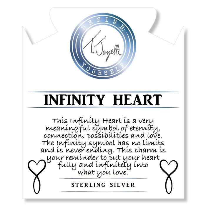 Mauve Jade Stone Bracelet with Infinity Heart Sterling Silver Charm