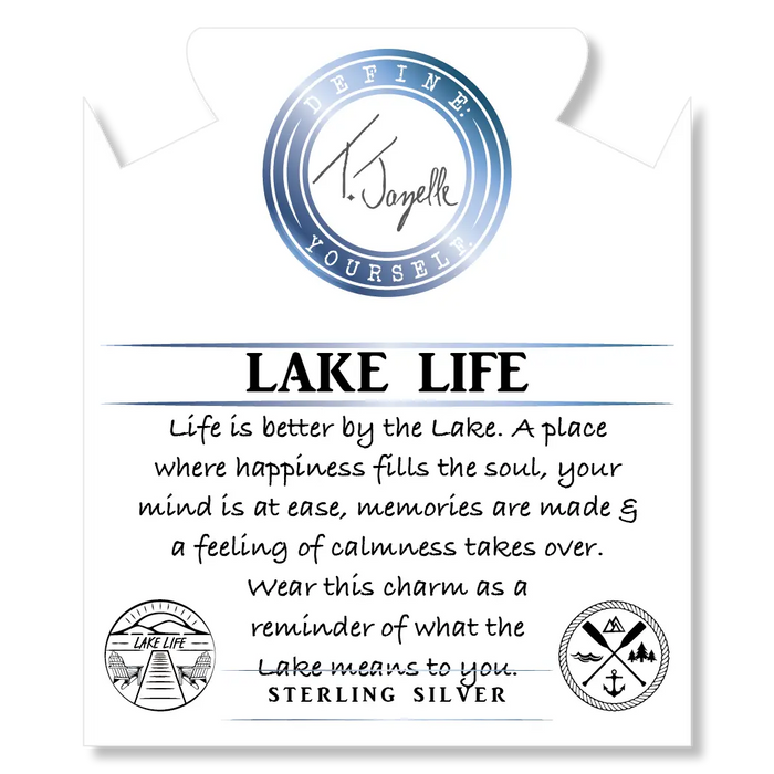 Mauve Jade Stone Bracelet with Lake Life Sterling Silver Charm