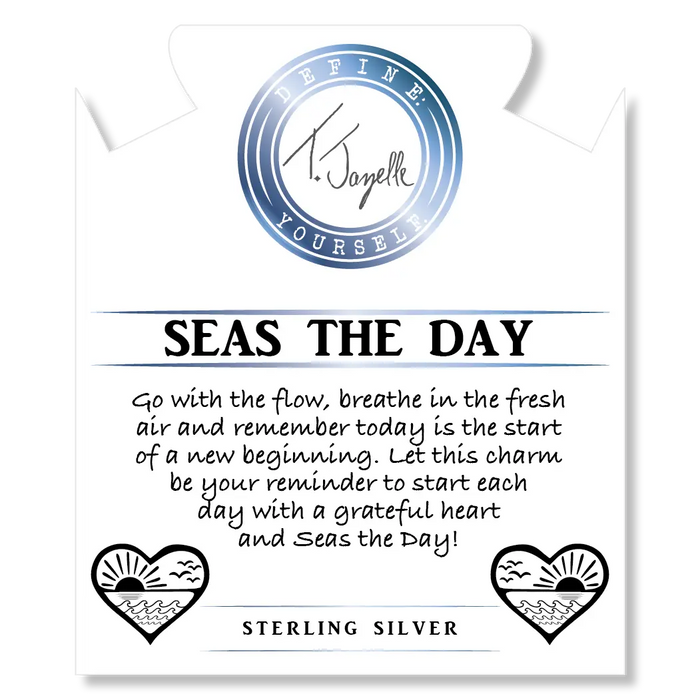 Mauve Jade Stone Bracelet with Seas the Day Sterling Silver Charm
