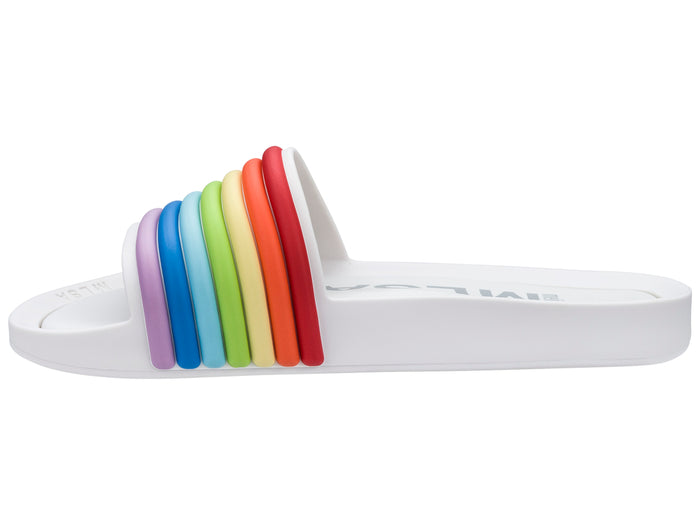 Melissa 3DB Rainbow White Unisex Beach Slide