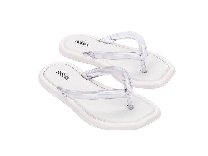 Melissa Airbubble White Thong Flat Flip-Flops for Women – Lightweight Comfortable Flat Sandals with Minimal Modern Design