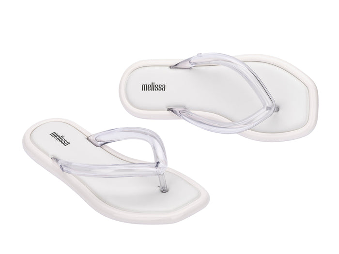 Melissa Airbubble White Thong Flat Flip-Flops for Women – Lightweight Comfortable Flat Sandals with Minimal Modern Design