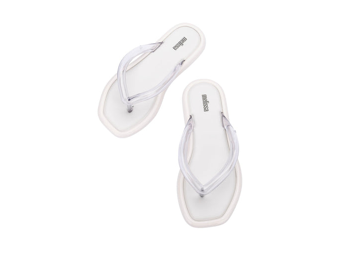 Melissa Airbubble White Thong Flat Flip-Flops for Women – Lightweight Comfortable Flat Sandals with Minimal Modern Design