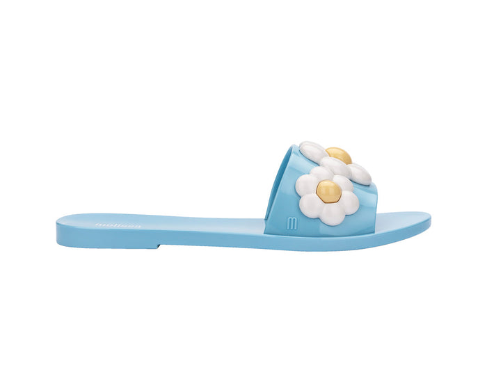 Melissa Babe AD Spring Light Blue Flat Slip-On Slides for Women – Chic and comfortable light blue flat slides, ideal for casual outings and relaxed style.