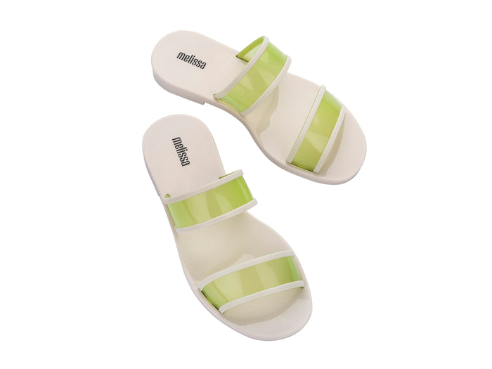 Melissa Bikini Stripe Flat Green Slip-On Slide Sandals for Women – Stylish and Comfortable Summer Footwear