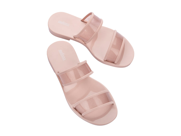 Melissa Bikini Stripe Flat Slip-On Pink Slides for Women – Trendy and Comfortable Summer Sandals
