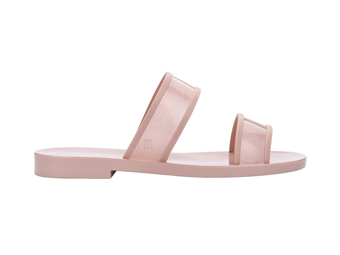 Melissa Bikini Stripe Flat Slip-On Pink Slides for Women – Trendy and Comfortable Summer Sandals