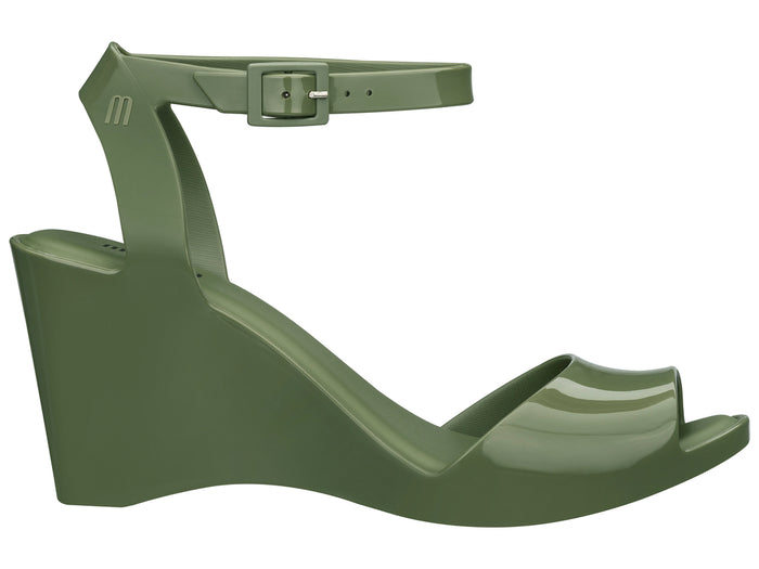 Melissa Blanca Ankle Strap Peep Toe Wedges Heel Green Sandal For Women