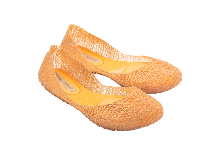 Melissa Campana Papel Brushed Flat Yellow Ballerinas for Women – Stylish and lightweight flat ballerinas with a unique brushed texture, perfect for casual and everyday wear.