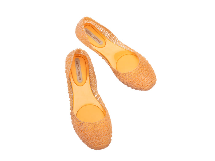 Melissa Campana Papel Brushed Flat Yellow Ballerinas for Women – Stylish and lightweight flat ballerinas with a unique brushed texture, perfect for casual and everyday wear.