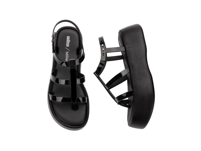 Melissa Caribe high platform black sandals for women with stylish design and comfortable elevated sole
