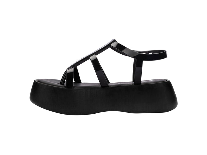 Melissa Caribe high platform black sandals for women with stylish design and comfortable elevated sole