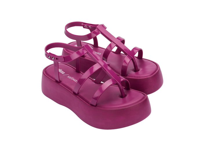 Melissa Caribe high platform pink sandals for women with stylish design and comfortable elevated sole