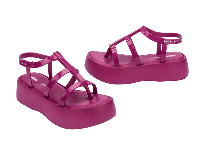 Melissa Caribe high platform pink sandals for women with stylish design and comfortable elevated sole