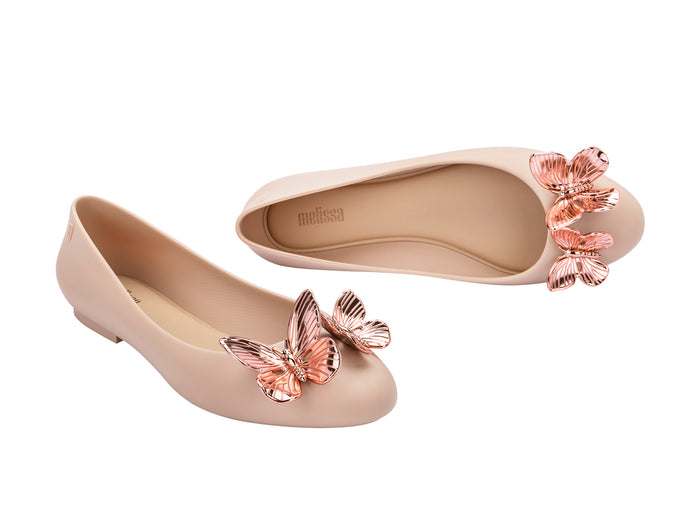 Melissa Doll Butterfly Beige Ballerina Flats for Women