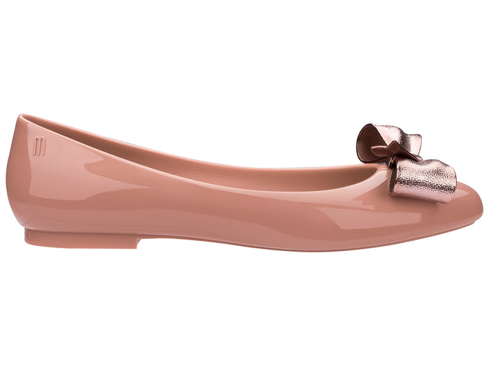 Melissa Doll III beige ballerinas for women with bow – elegant and comfortable flat shoes