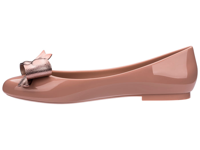 Melissa Doll III beige ballerinas for women with bow – elegant and comfortable flat shoes