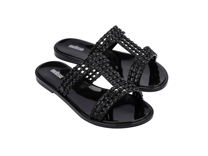 Melissa Glowing black slide slip-ons for women with stylish design and comfortable fit