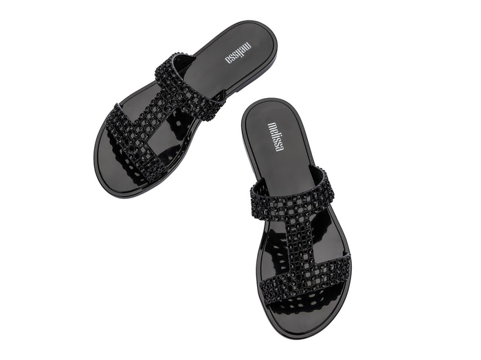 Melissa Glowing black slide slip-ons for women with stylish design and comfortable fit