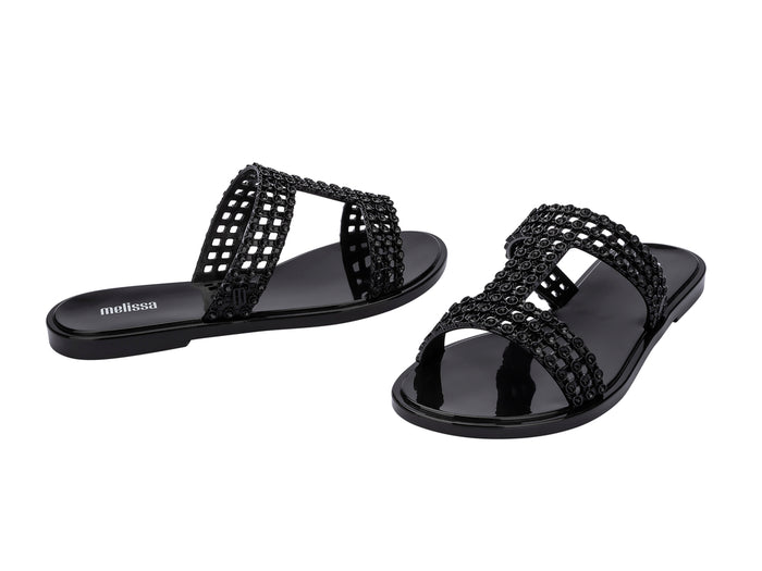 Melissa Glowing black slide slip-ons for women with stylish design and comfortable fit