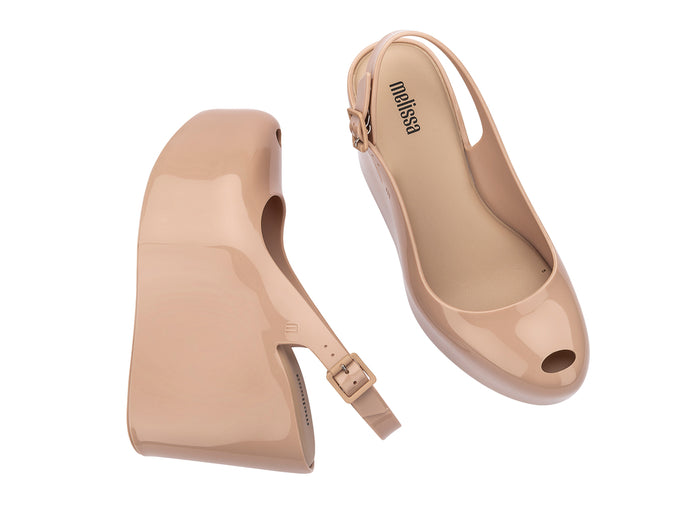 Melissa Groovy Beige Platform Wedge Sandal for Women with buckle strap and comfortable elevated heel design