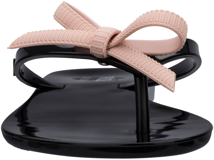 Melissa Harmonic Jason Wu Knotted Flat Black Flip Flop for Women – Elegant Designer Flat Sandals with Knotted Strap Detail
