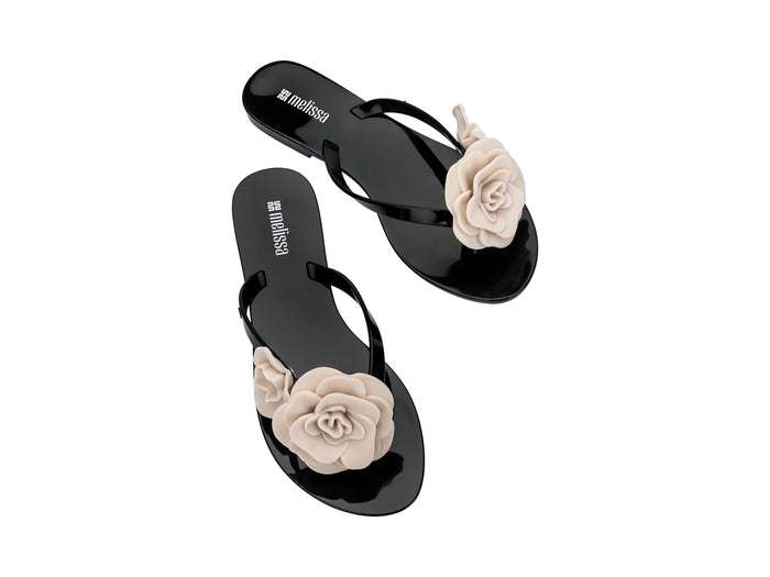 Melissa Harmonic Petals Floral Black Women Flipflop