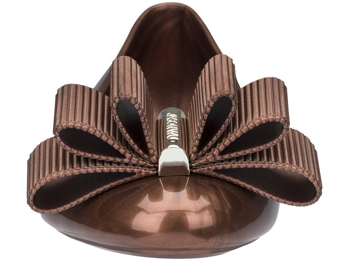 Melissa Ultragirl Sweet Copper Ballerina Flats for Women with Oversized Bow – Party Wear Comfortable PVC Shoes